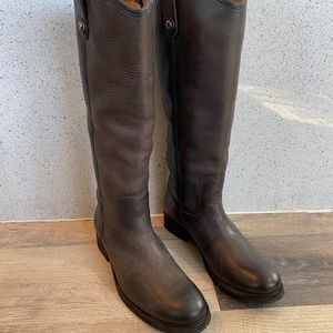 Frye Melissa button lug tall boots.